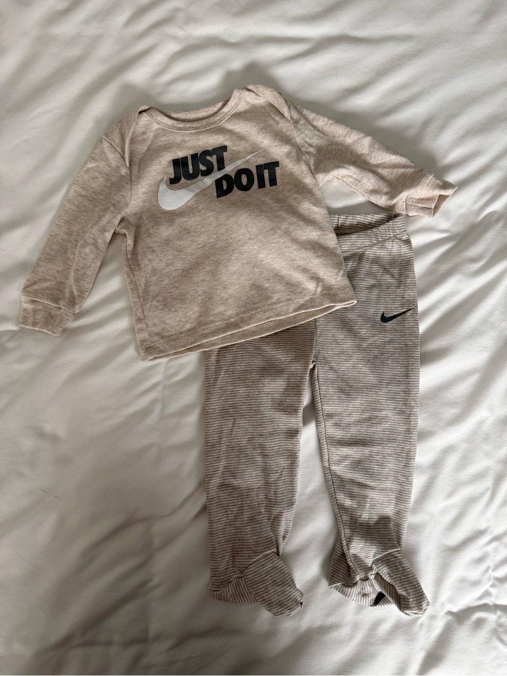 Nike Neutral Beige 'Just Do It' Baby Two-Piece Outfit - Picture 2 of 6